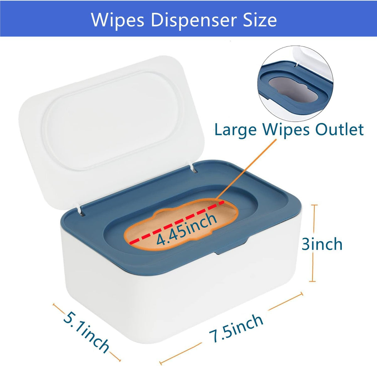 Wipes Dispenser Set,1 Wipe Box & 2 Portable Pouches,White Blue