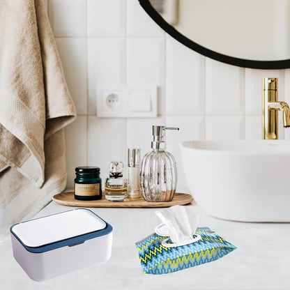 Wipes Dispenser Set,1 Wipe Box & 2 Portable Pouches,White Blue