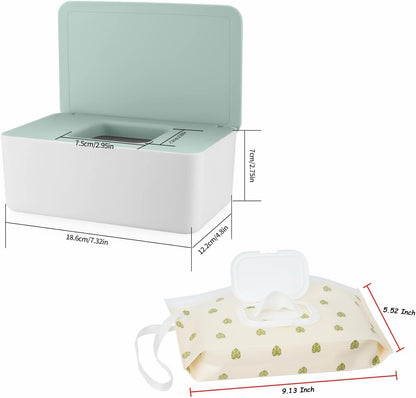 Wipes Dispenser Set,1 Wipe Box & 2 Portable Pouches,White Blue