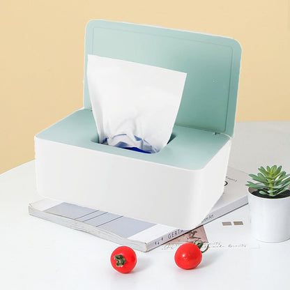 Wipes Dispenser Set,1 Wipe Box & 2 Portable Pouches,White Blue