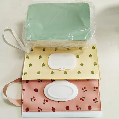 Wipes Dispenser Set,1 Wipe Box & 2 Portable Pouches,White Blue