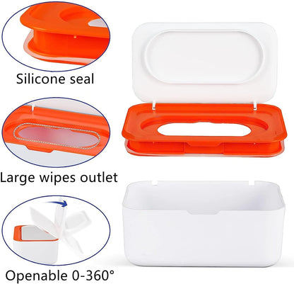 Wipes Dispenser Set,1 Wipe Box & 2 Portable Pouches,White Blue