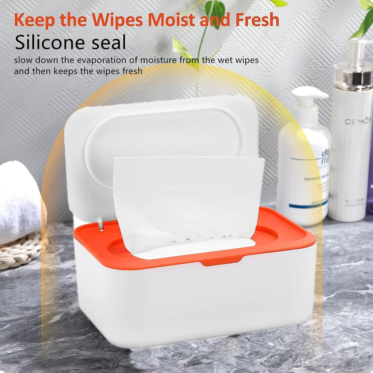 Wipes Dispenser Set,1 Wipe Box & 2 Portable Pouches,White Blue