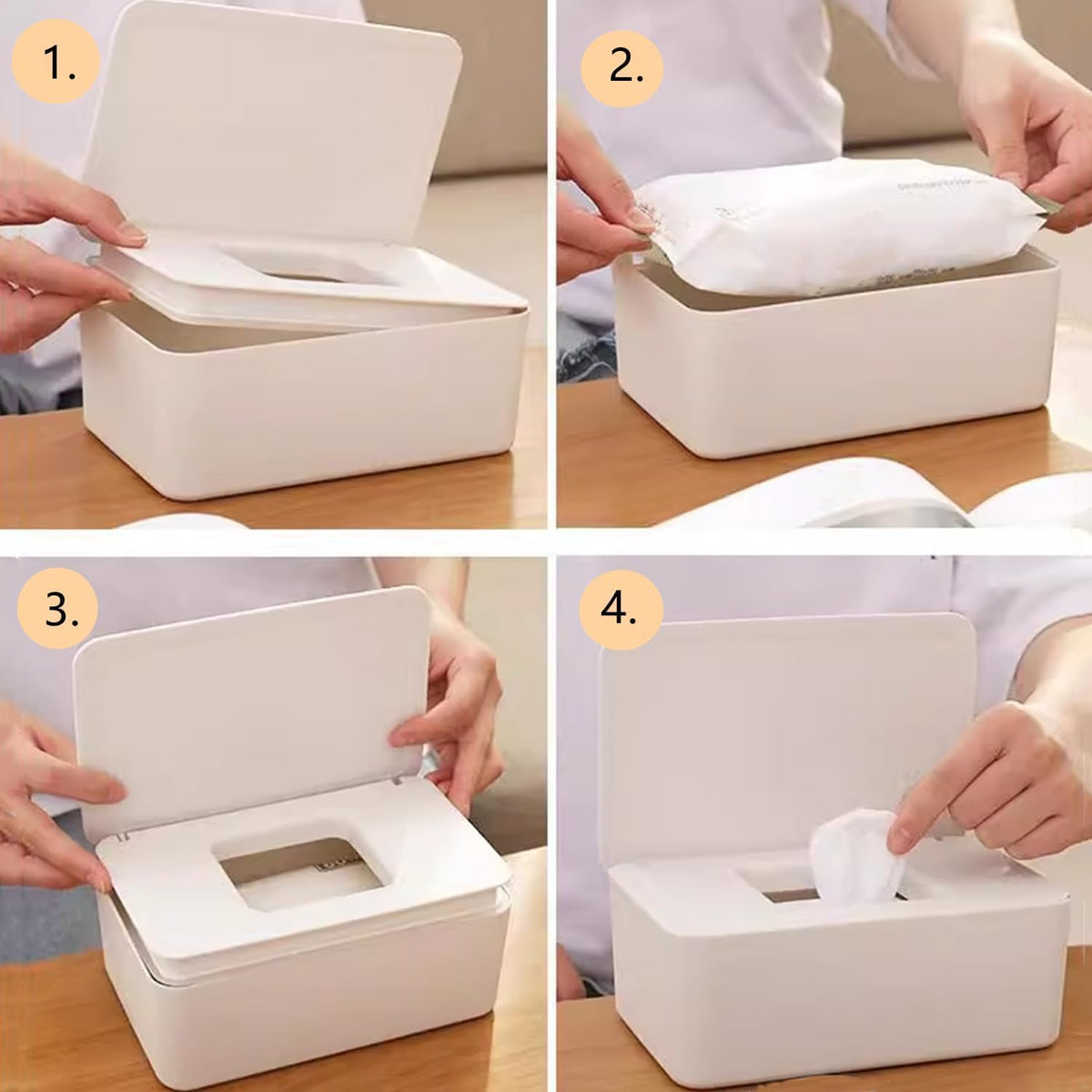 Wipes Dispenser Set,1 Wipe Box & 2 Portable Pouches,White Blue