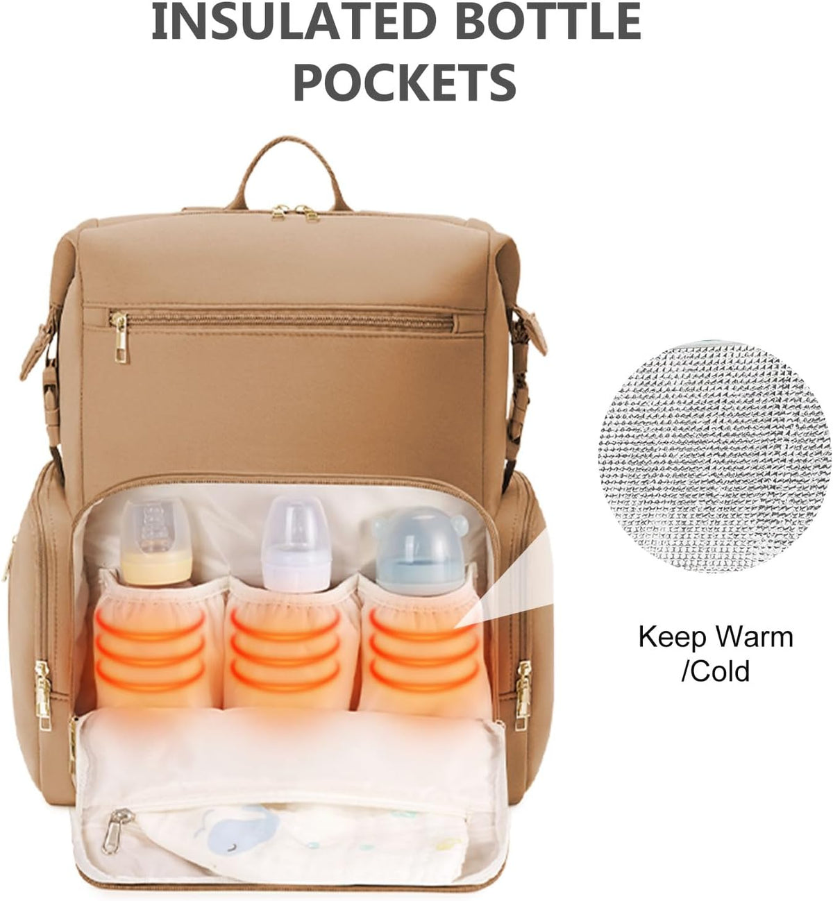 Neoprene Diaper Bag Backpack Large Newborn Baby Maternity Bags Waterproof Travel Tote for Mom Dad with Insulated Pockets,Changing Pad