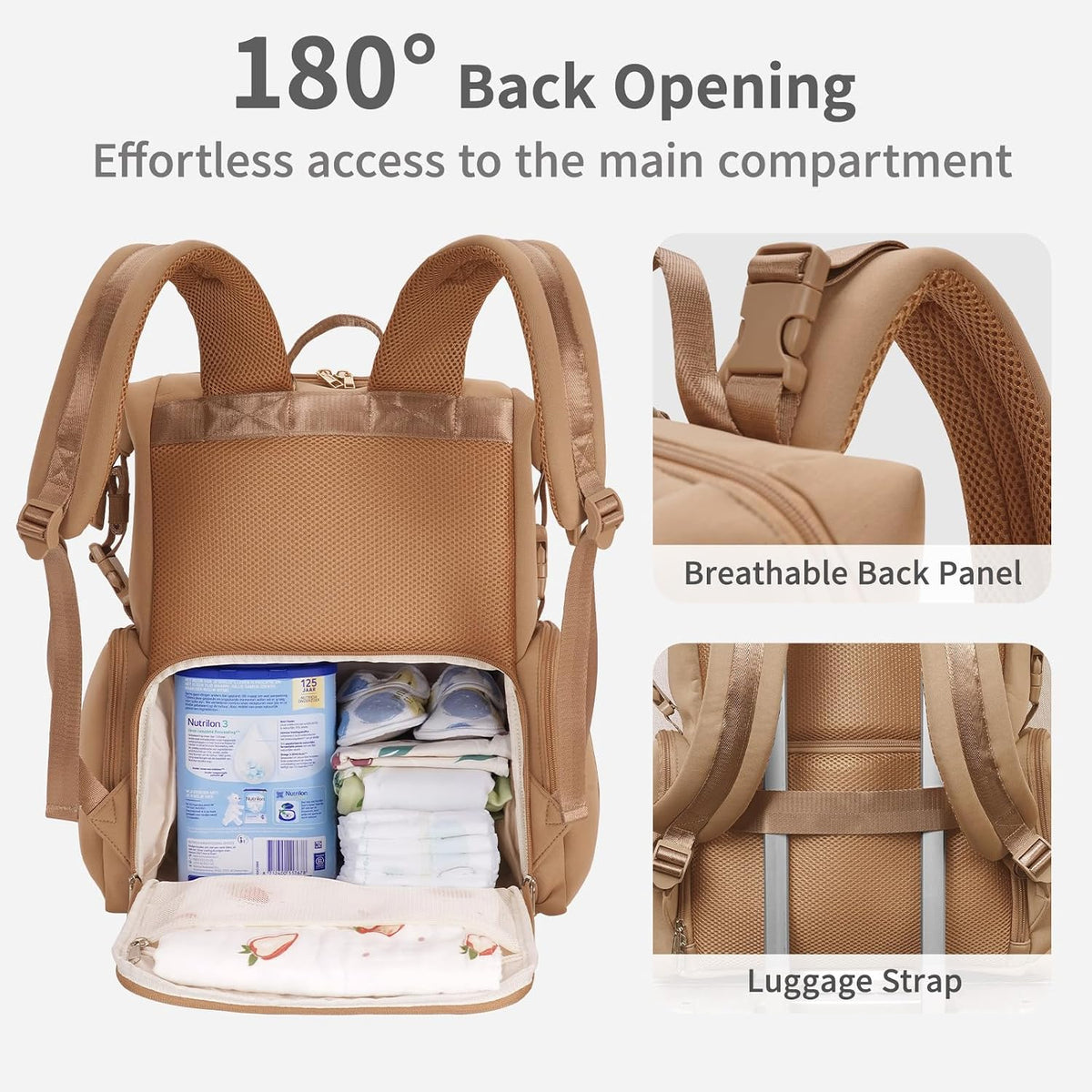 Neoprene Diaper Bag Backpack Large Newborn Baby Maternity Bags Waterproof Travel Tote for Mom Dad with Insulated Pockets,Changing Pad