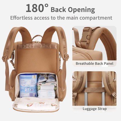 Neoprene Diaper Bag Backpack Large Newborn Baby Maternity Bags Waterproof Travel Tote for Mom Dad with Insulated Pockets,Changing Pad