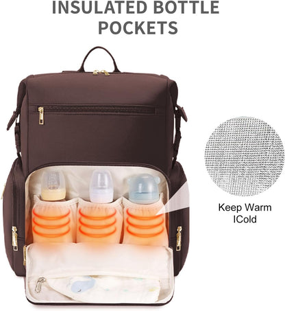 Neoprene Diaper Bag Backpack Large Newborn Baby Maternity Bags Waterproof Travel Tote for Mom Dad with Insulated Pockets,Changing Pad