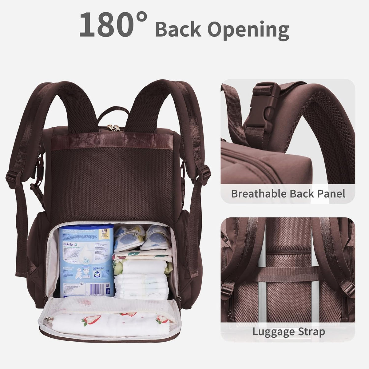 Neoprene Diaper Bag Backpack Large Newborn Baby Maternity Bags Waterproof Travel Tote for Mom Dad with Insulated Pockets,Changing Pad
