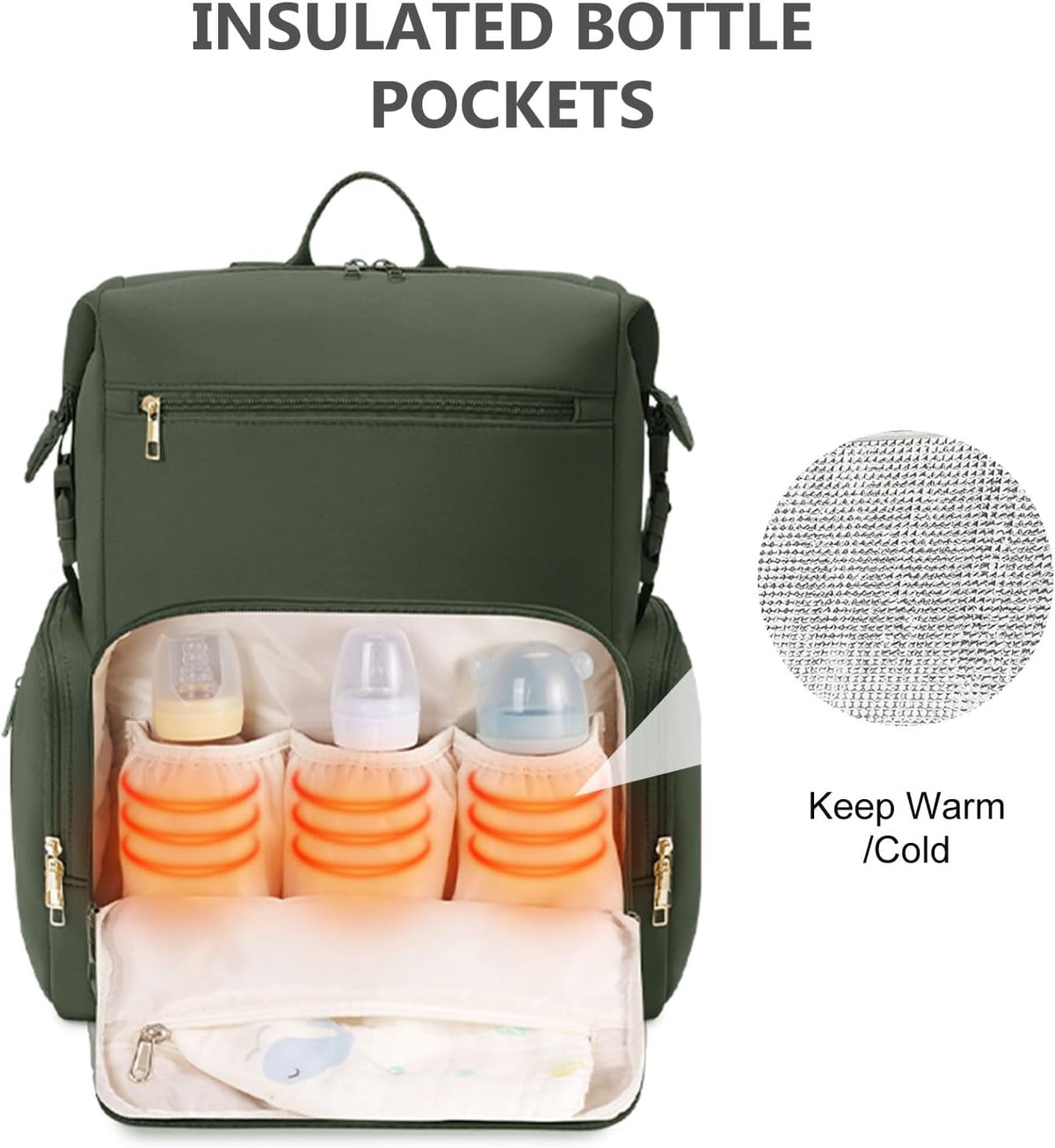 Neoprene Diaper Bag Backpack Large Newborn Baby Maternity Bags Waterproof Travel Tote for Mom Dad with Insulated Pockets,Changing Pad