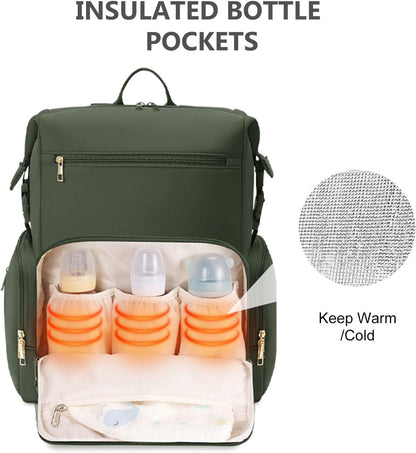 Neoprene Diaper Bag Backpack Large Newborn Baby Maternity Bags Waterproof Travel Tote for Mom Dad with Insulated Pockets,Changing Pad