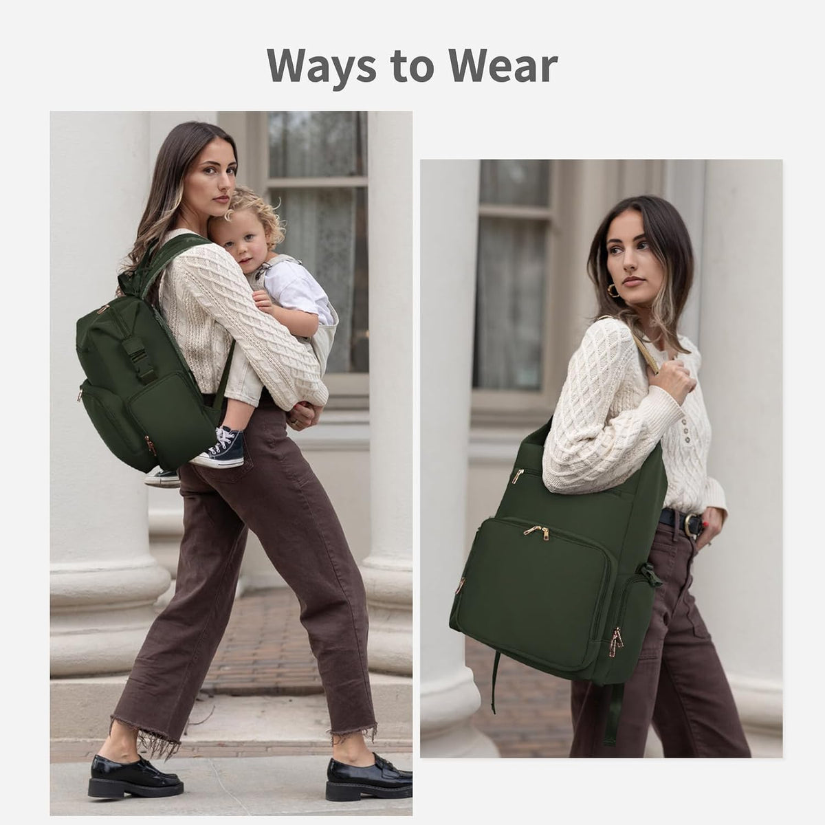 Neoprene Diaper Bag Backpack Large Newborn Baby Maternity Bags Waterproof Travel Tote for Mom Dad with Insulated Pockets,Changing Pad