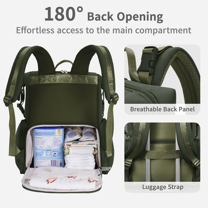 Neoprene Diaper Bag Backpack Large Newborn Baby Maternity Bags Waterproof Travel Tote for Mom Dad with Insulated Pockets,Changing Pad