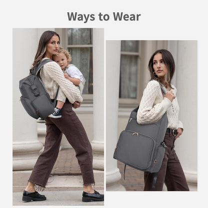 Neoprene Diaper Bag Backpack Large Newborn Baby Maternity Bags Waterproof Travel Tote for Mom Dad with Insulated Pockets,Changing Pad