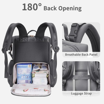 Neoprene Diaper Bag Backpack Large Newborn Baby Maternity Bags Waterproof Travel Tote for Mom Dad with Insulated Pockets,Changing Pad