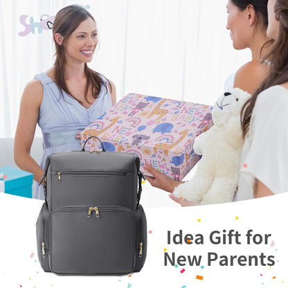 Neoprene Diaper Bag Backpack Large Newborn Baby Maternity Bags Waterproof Travel Tote for Mom Dad with Insulated Pockets,Changing Pad