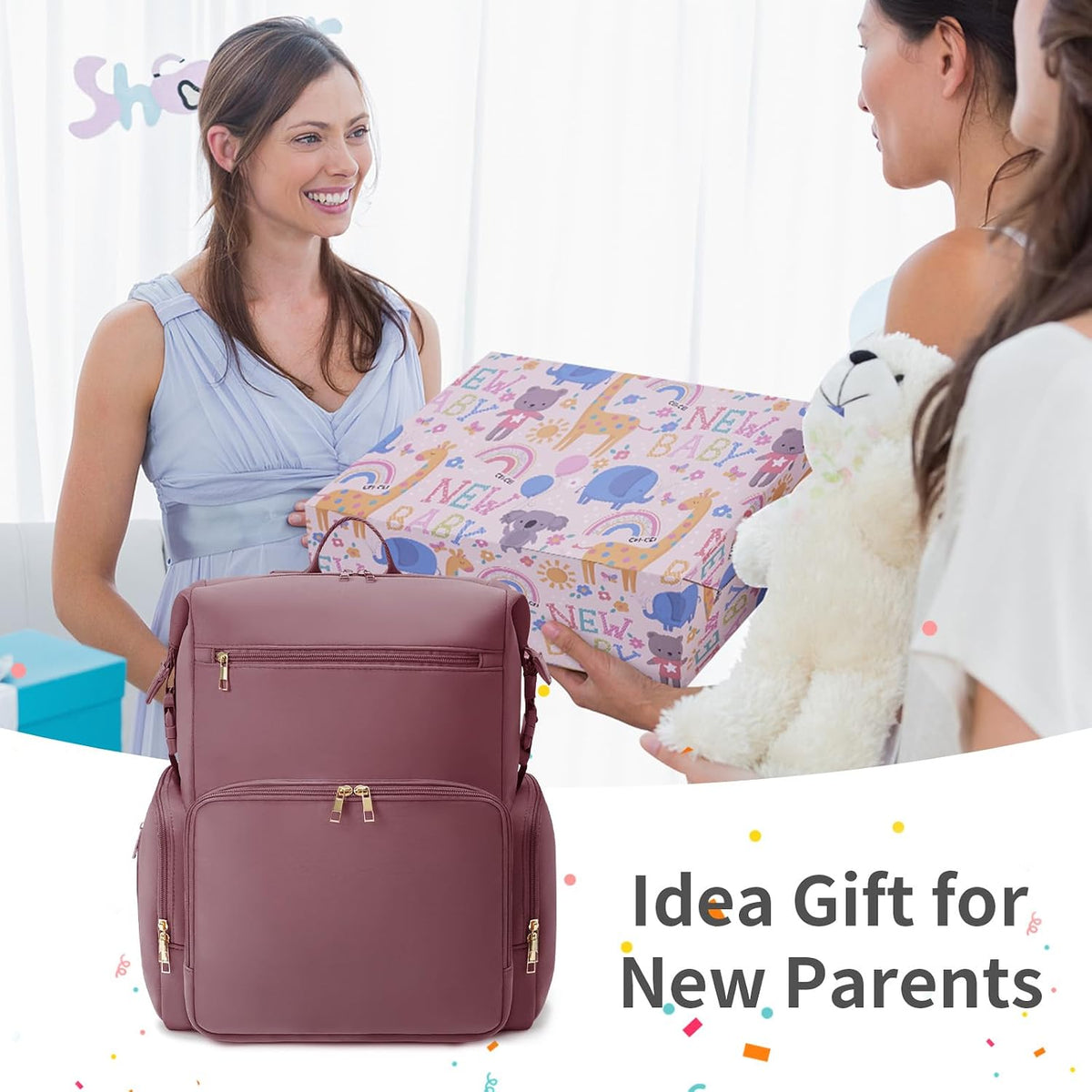Neoprene Diaper Bag Backpack Large Newborn Baby Maternity Bags Waterproof Travel Tote for Mom Dad with Insulated Pockets,Changing Pad