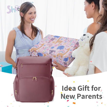 Neoprene Diaper Bag Backpack Large Newborn Baby Maternity Bags Waterproof Travel Tote for Mom Dad with Insulated Pockets,Changing Pad