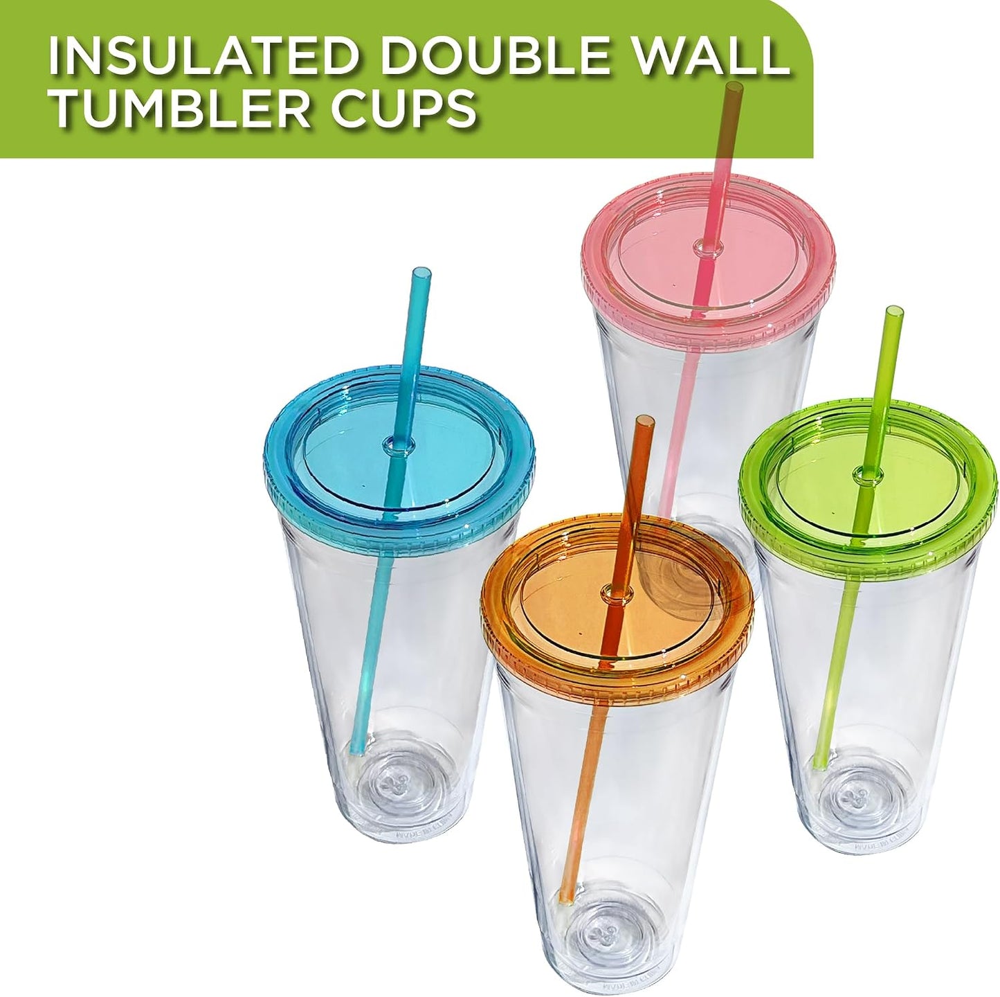 Valentine’s Day Pink Insulated Tumblers Set of 2-24oz Double-Wall Cold Drink Tumblers with Lid,Reusable Straw & Brush - Sweet Gift for Her & BFFs, Perfect for Dates & Galentine’s Hangouts