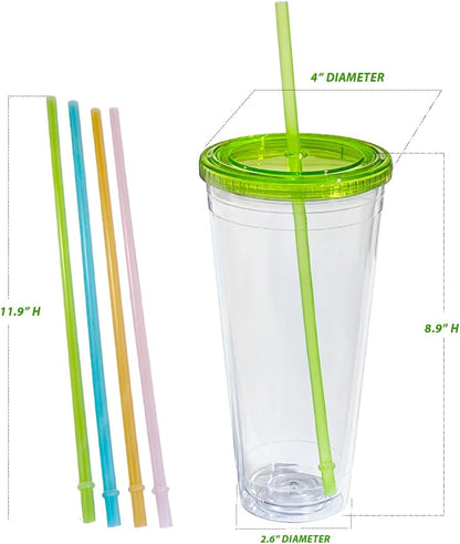 Valentine’s Day Pink Insulated Tumblers Set of 2-24oz Double-Wall Cold Drink Tumblers with Lid,Reusable Straw & Brush - Sweet Gift for Her & BFFs, Perfect for Dates & Galentine’s Hangouts