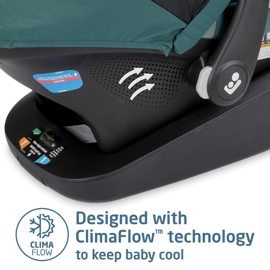 Mico Luxe+ Baby Car Seat: Infant Car Seat with Base and Versatile Baby Carrier Seat Functionality, Essential Green