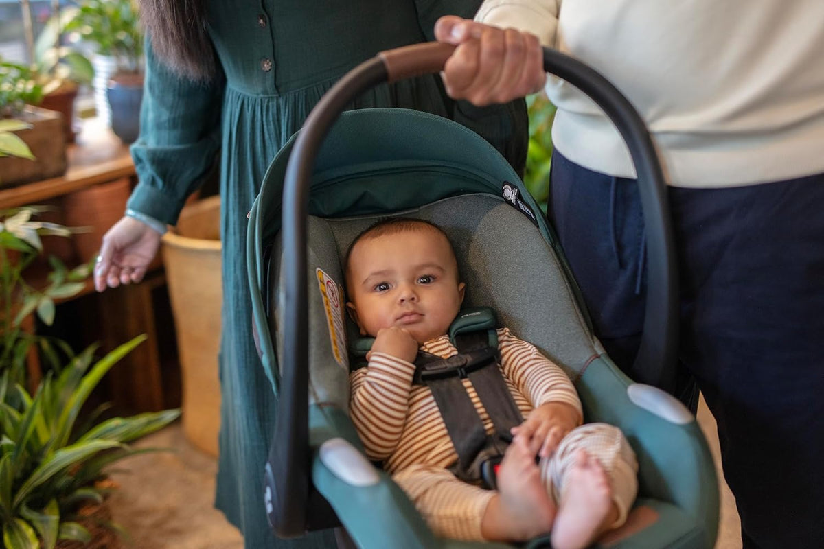 Mico Luxe+ Baby Car Seat: Infant Car Seat with Base and Versatile Baby Carrier Seat Functionality, Essential Green