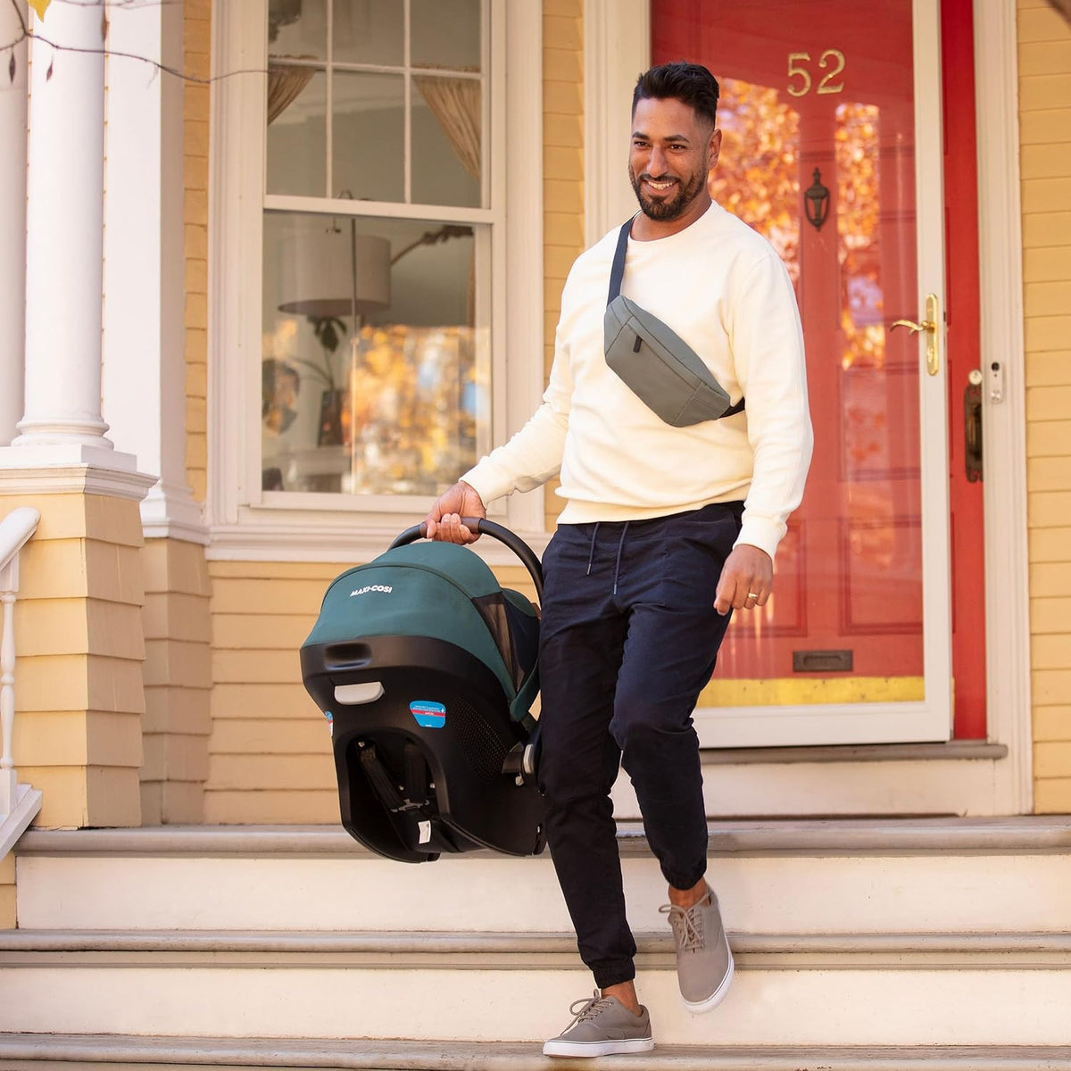 Mico Luxe+ Baby Car Seat: Infant Car Seat with Base and Versatile Baby Carrier Seat Functionality, Essential Green