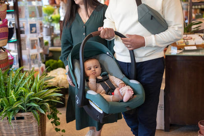 Mico Luxe+ Baby Car Seat: Infant Car Seat with Base and Versatile Baby Carrier Seat Functionality, Essential Green