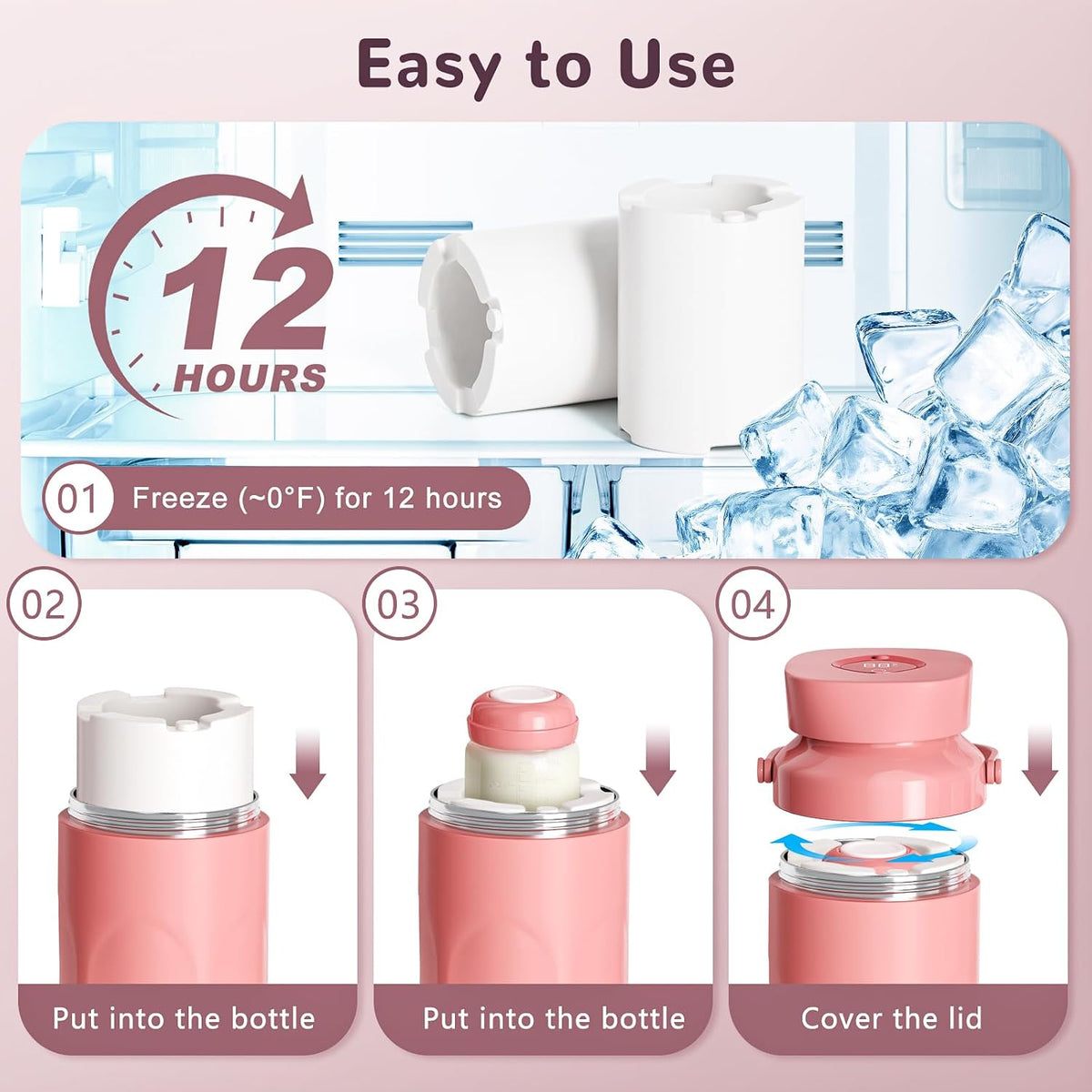 Portable Bottle Cooler for Breastmilk Travel 2 Pack Breastmilk Cooler Reusable 22oz Portable Chiller with 24 Hours BPA Free