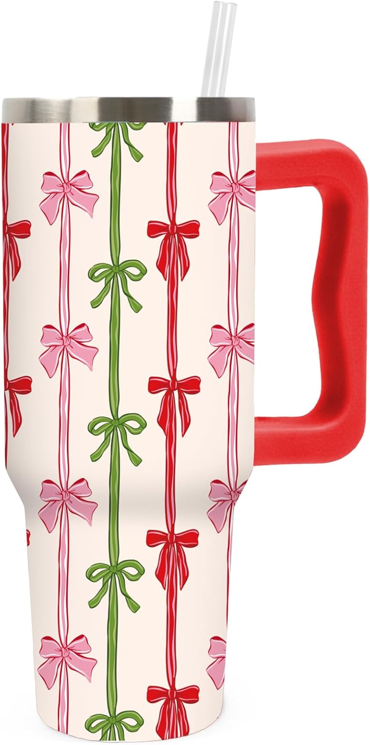 Easter Tumbler with Handle 40oz Easter Egg Bunny Flower Tumbler with Lid and Straw Colorful Rabbit Floral Egg Stainless Steel Cup for Spring Holiday Home Office Travel