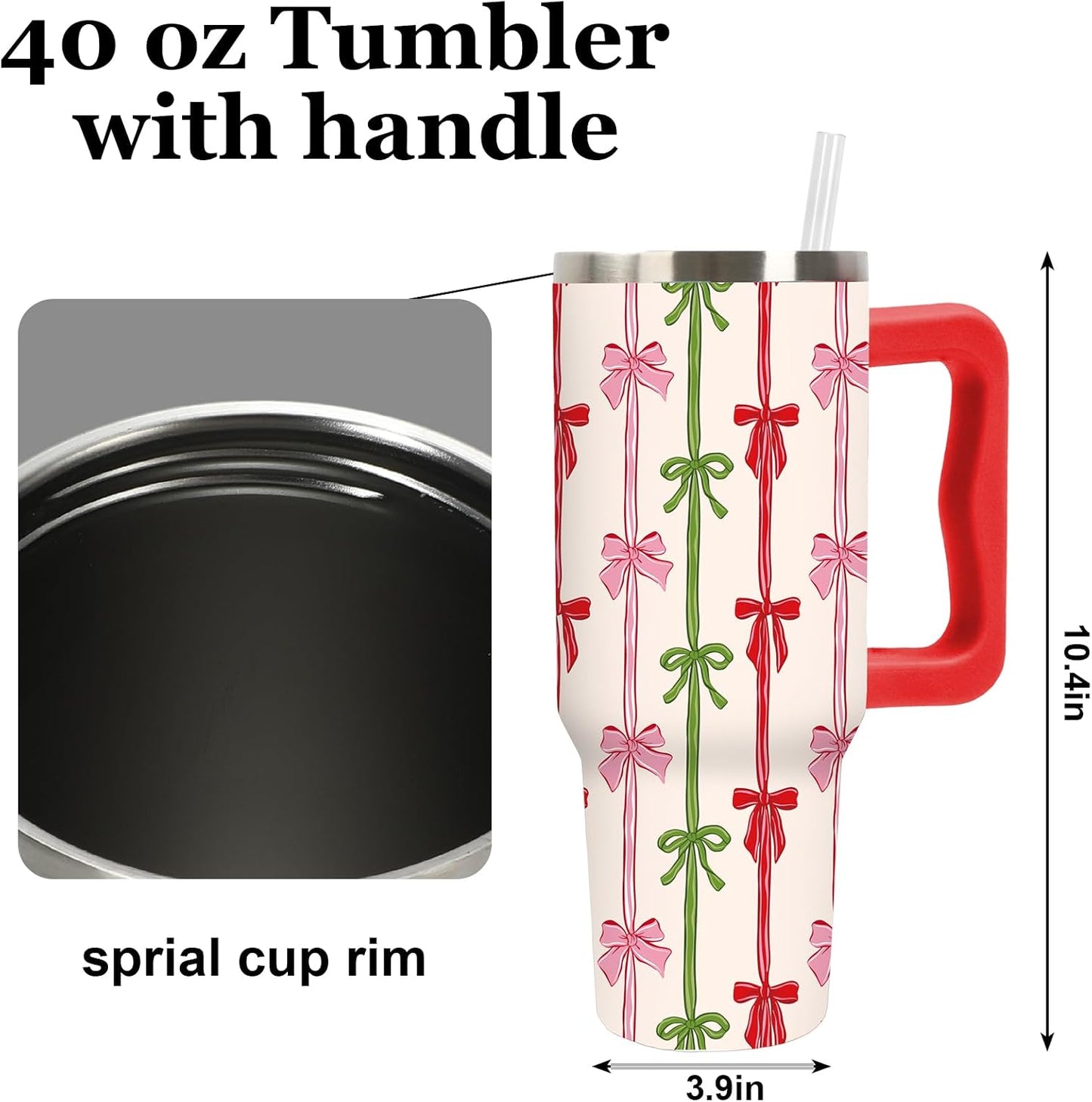 Easter Tumbler with Handle 40oz Easter Egg Bunny Flower Tumbler with Lid and Straw Colorful Rabbit Floral Egg Stainless Steel Cup for Spring Holiday Home Office Travel