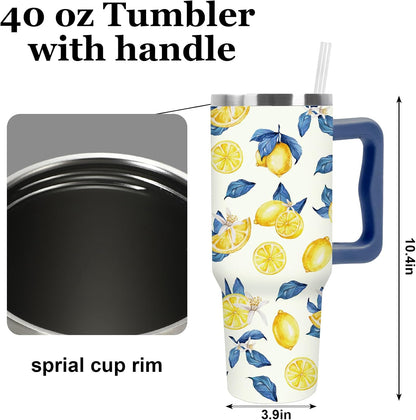 Easter Tumbler with Handle 40oz Easter Egg Bunny Flower Tumbler with Lid and Straw Colorful Rabbit Floral Egg Stainless Steel Cup for Spring Holiday Home Office Travel