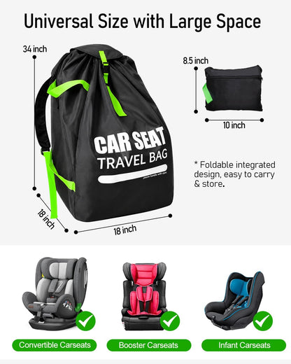 Car Seat Travel Bag for Airplane, Padded Strap Car Seat Bags for Air Travel