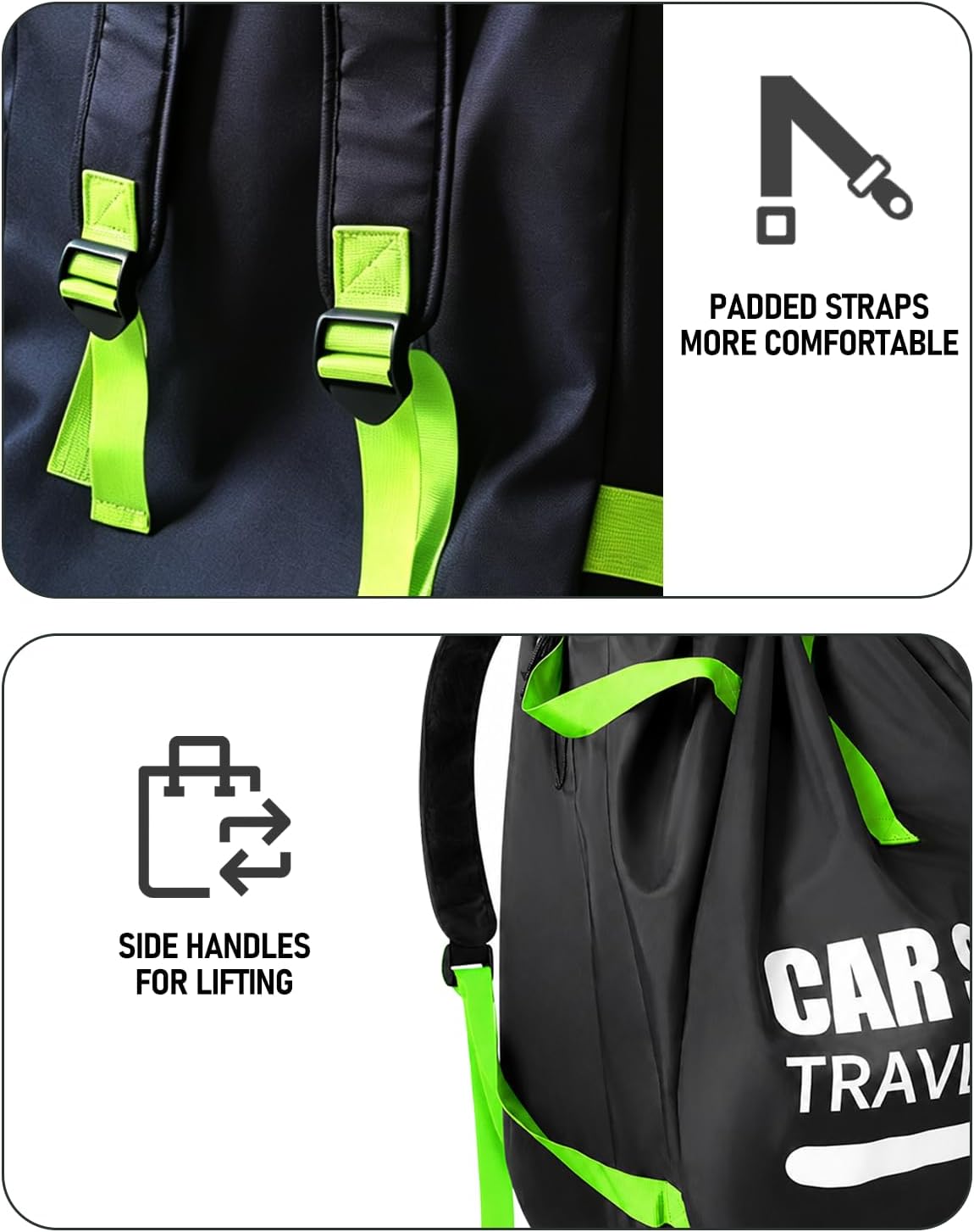 Car Seat Travel Bag for Airplane, Padded Strap Car Seat Bags for Air Travel