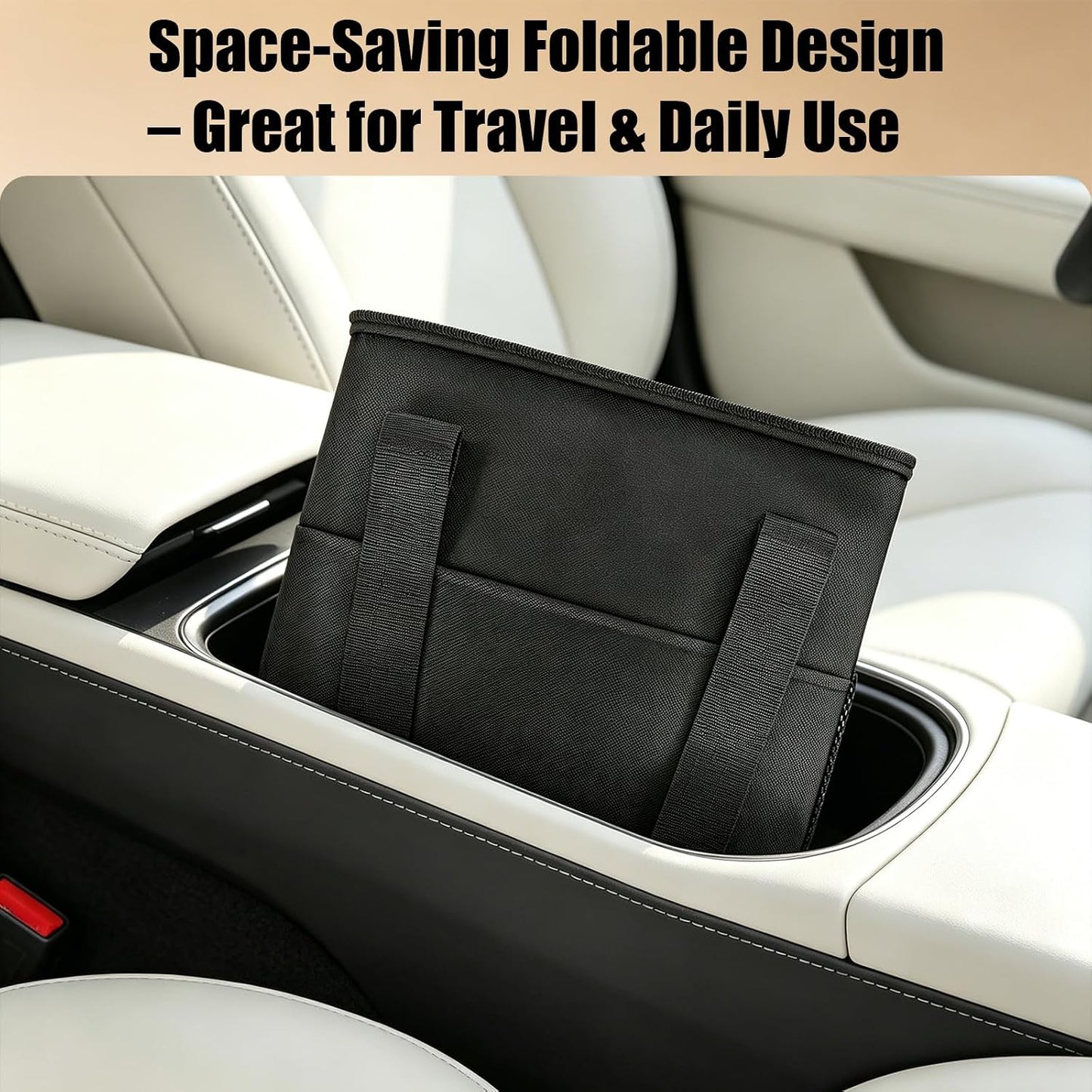 Reusable 4 Cup Insulated Drink Carrier Bag, Portable Coffee Cup Holder with Adjustable Shoulder Strap & Foldable Design, Water Bottle Caddy with Adjustable Dividers for Beverage, Travel & Delivery