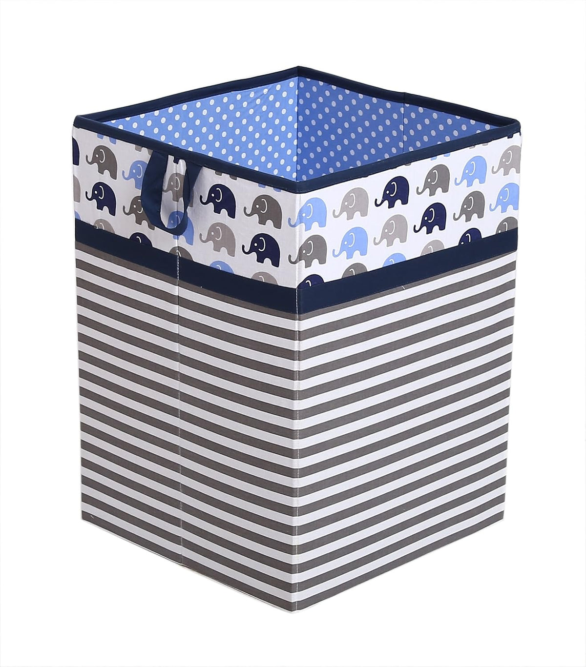 Collapsible Storage Hamper, Elephants, One Size 18 x 13 x 13 inches (Blue Navy Gray)