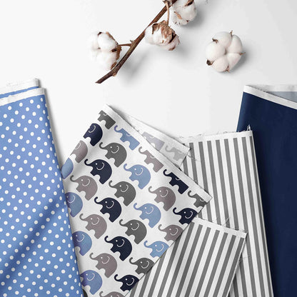 Collapsible Storage Hamper, Elephants, One Size 18 x 13 x 13 inches (Blue Navy Gray)