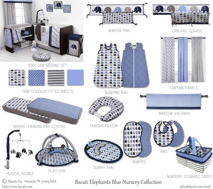 Collapsible Storage Hamper, Elephants, One Size 18 x 13 x 13 inches (Blue Navy Gray)