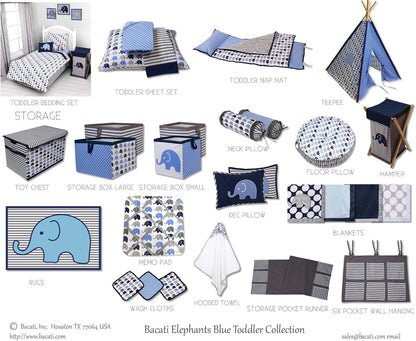 Collapsible Storage Hamper, Elephants, One Size 18 x 13 x 13 inches (Blue Navy Gray)