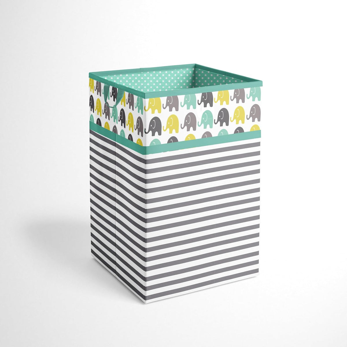 Collapsible Storage Hamper, Elephants, One Size 18 x 13 x 13 inches (Blue Navy Gray)