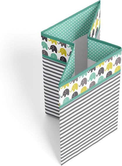 Collapsible Storage Hamper, Elephants, One Size 18 x 13 x 13 inches (Blue Navy Gray)