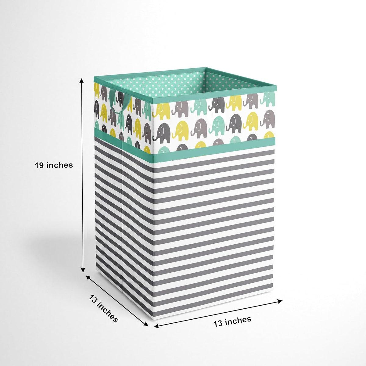 Collapsible Storage Hamper, Elephants, One Size 18 x 13 x 13 inches (Blue Navy Gray)