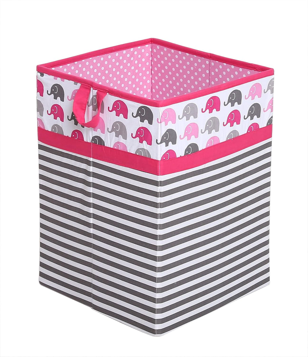 Collapsible Storage Hamper, Elephants, One Size 18 x 13 x 13 inches (Blue Navy Gray)