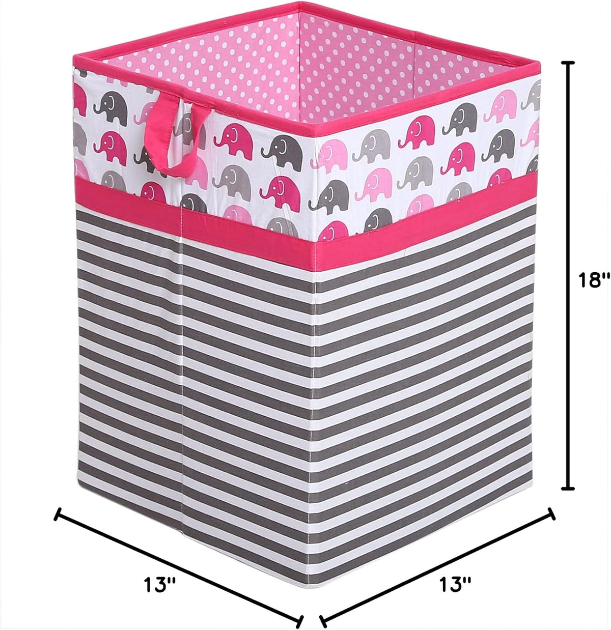 Collapsible Storage Hamper, Elephants, One Size 18 x 13 x 13 inches (Blue Navy Gray)