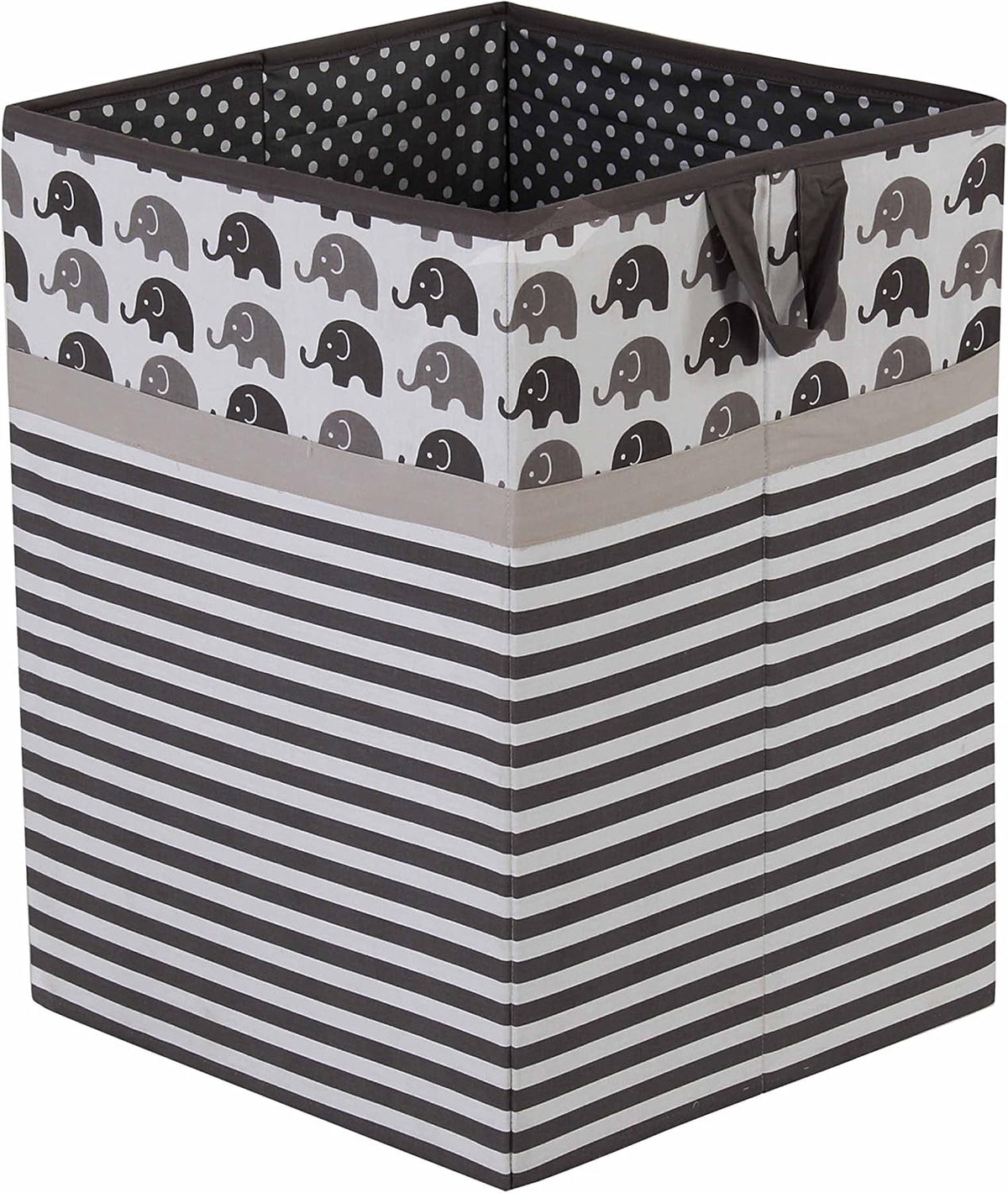 Collapsible Storage Hamper, Elephants, One Size 18 x 13 x 13 inches (Blue Navy Gray)