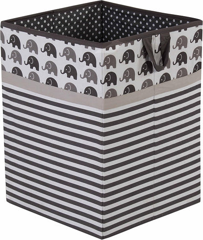 Collapsible Storage Hamper, Elephants, One Size 18 x 13 x 13 inches (Blue Navy Gray)