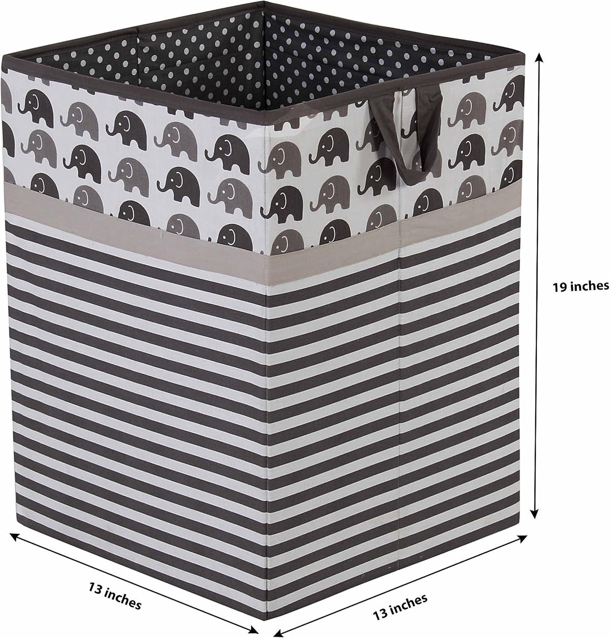 Collapsible Storage Hamper, Elephants, One Size 18 x 13 x 13 inches (Blue Navy Gray)