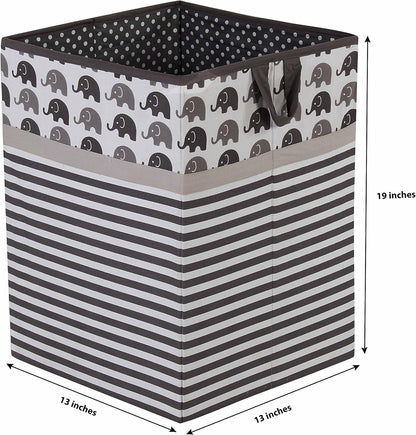 Collapsible Storage Hamper, Elephants, One Size 18 x 13 x 13 inches (Blue Navy Gray)
