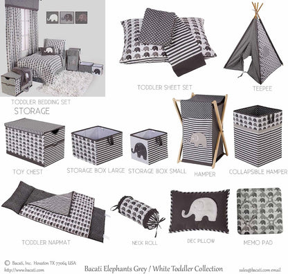 Collapsible Storage Hamper, Elephants, One Size 18 x 13 x 13 inches (Blue Navy Gray)