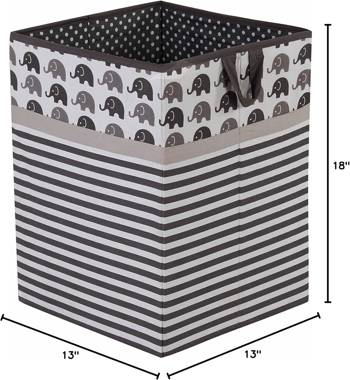 Collapsible Storage Hamper, Elephants, One Size 18 x 13 x 13 inches (Blue Navy Gray)
